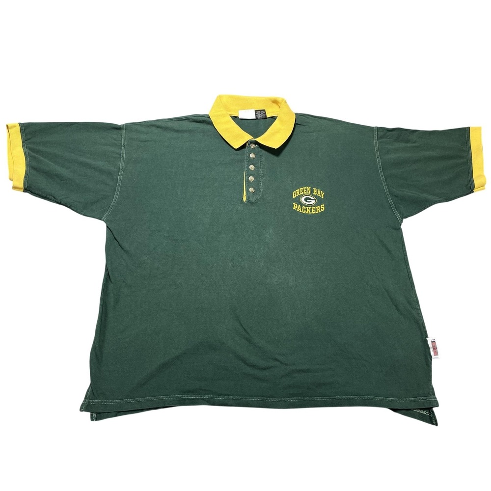 Vintage Green‎ Bay Packers Shirt Mens XL Green NFL Football The Edge Polo 90s